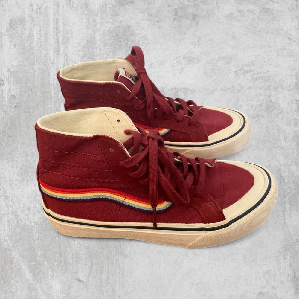 Vans SK8 Hi 138 Decon Rainbow Pride Sneakers 5.5 Burgundy High Top